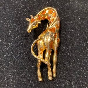 Vintage, giraffe, gold tone with golden jewel spots
